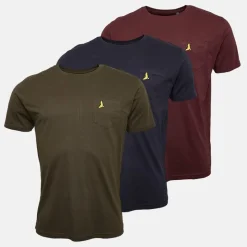 Online Herre T-shirts 3-pak Navy/​Khaki/​Burgundy T-Shirts, Poloer Og Skjorter·Multipakker|Multipakker·T-Shirts Og Undertrøjer