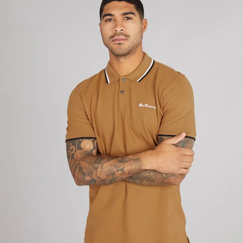 Discount Herre tvillingippede polo Light Brown T-Shirts, Poloer Og Skjorter·Poloer