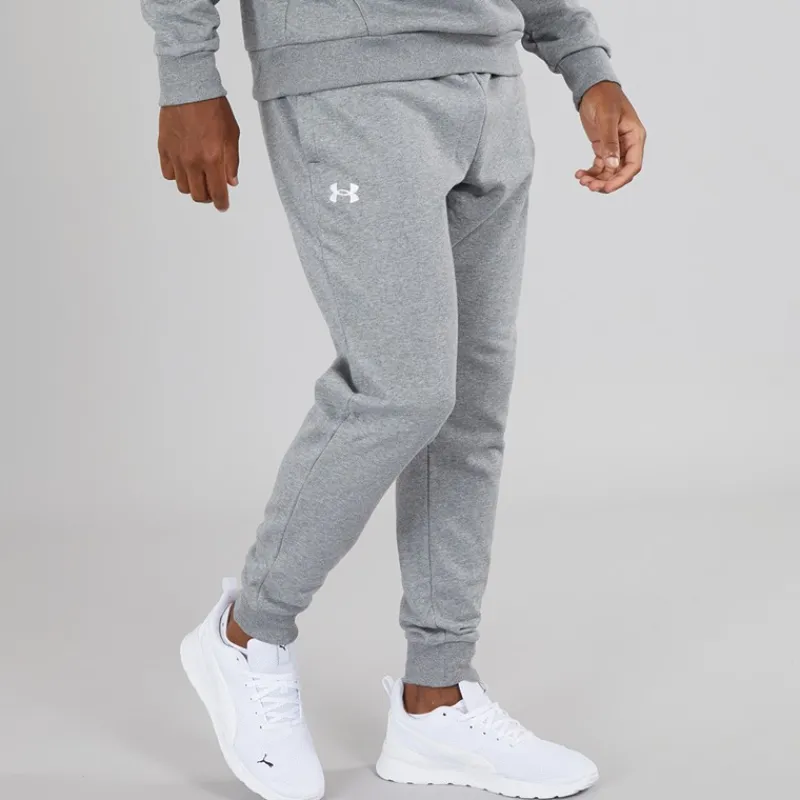 Sale Herre UA Rival Fleece Joggingbukser Castlerock Lys Heather/Hvid Træning|Træningsbukser