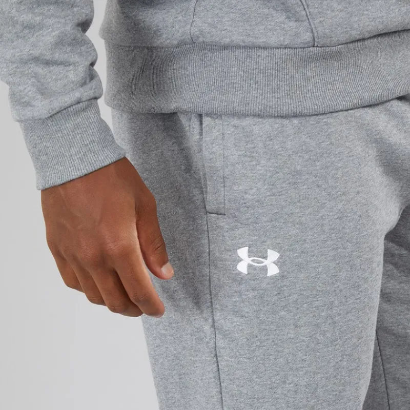 Sale Herre UA Rival Fleece Joggingbukser Castlerock Lys Heather/Hvid Træning|Træningsbukser