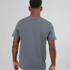 Clearance Herre UA Sportstyle T-shirt med kort ærme og venstre brystlomme Castlerock/​Sort Træning|T-Shirts Og Undertrøjer