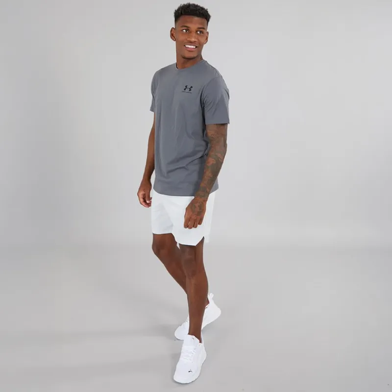 Clearance Herre UA Sportstyle T-shirt med kort ærme og venstre brystlomme Castlerock/Sort Træning|T-Shirts Og Undertrøjer