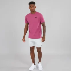 Herre UA Sportstyle Venstre Bryst Kortærmet T-shirt Fuchsia Dusk / Mørk Maroon Træning|T-Shirts Og Undertrøjer