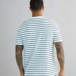 New Herre Vaffel Stribet T-shirt Snow White T-Shirts, Poloer Og Skjorter·T-Shirts Og Undertrøjer