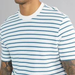 New Herre Vaffel Stribet T-shirt Snow White T-Shirts, Poloer Og Skjorter·T-Shirts Og Undertrøjer