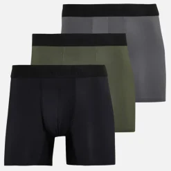 Sale Herre Veriato Tre Pak Mikrofiber Boksershorts Sort/​Khaki/​Steel Grey Multipakker·Undertøj|Undertøj, Sokker Og Nattøj·Boxer Shorts
