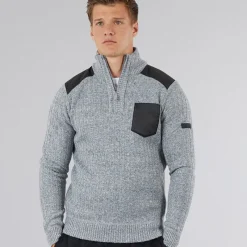 Best Herre Verto 1 / 4 Zip Funnel Neck Jumper Lys Grå Melering Trøjer Og Cardigans·Trøjer