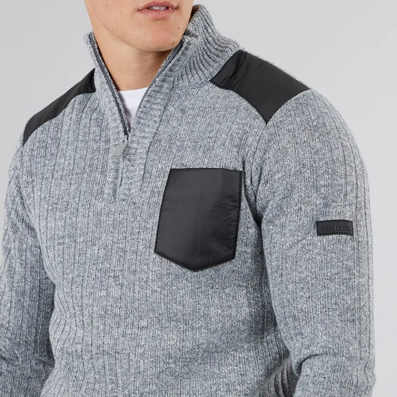 Best Herre Verto 1 / 4 Zip Funnel Neck Jumper Lys Grå Melering Trøjer Og Cardigans·Trøjer