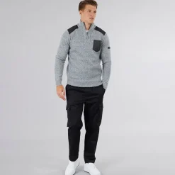 Best Herre Verto 1 / 4 Zip Funnel Neck Jumper Lys Grå Melering Trøjer Og Cardigans·Trøjer