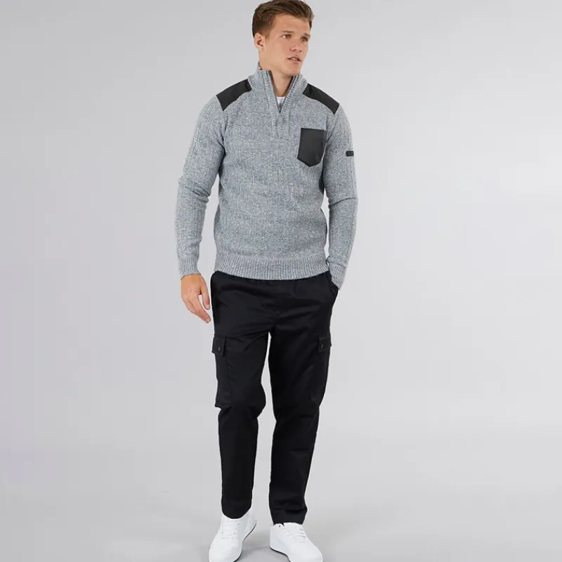 Best Herre Verto 1 / 4 Zip Funnel Neck Jumper Lys Grå Melering Trøjer Og Cardigans·Trøjer