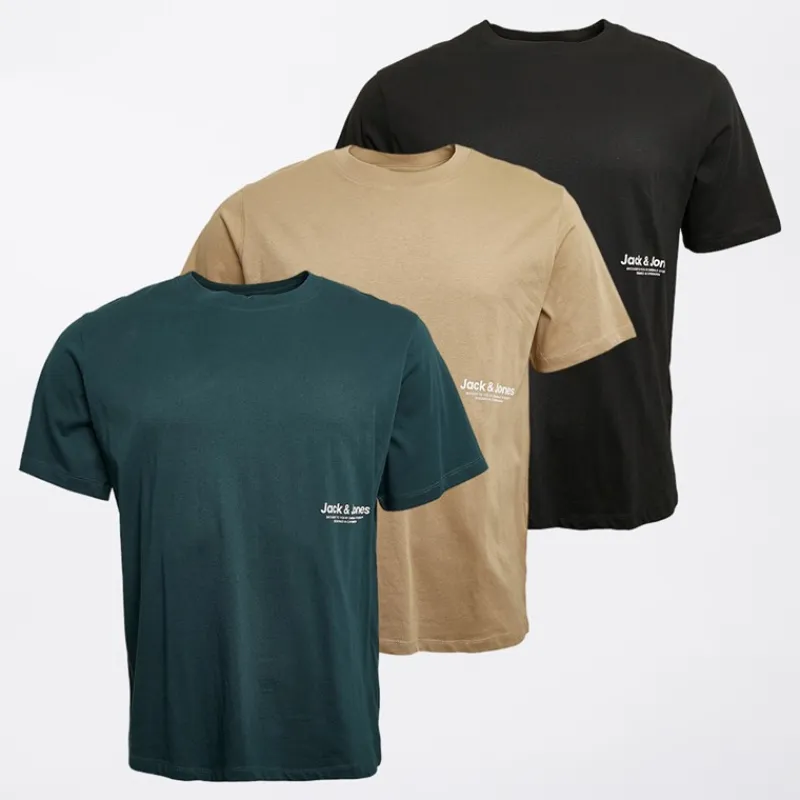 Online Herre Vesterbro Side Tre Pak Afslappet Pasform T-shirts Sort/Sølv Mink/Magisk Skov T-Shirts, Poloer Og Skjorter·Multipakker|Multipakker·T-Shirts Og Undertrøjer
