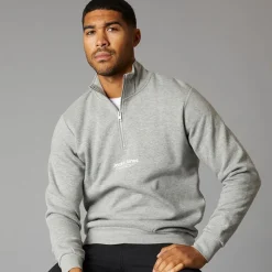 Herre Vesterbro 1/4 Zip Sweatshirt Lys Grå Melange / Sort Hættetrøjer Og Sweatshirts·Sweatshirts