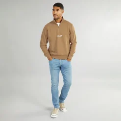 Best Herre Vesterbro 1/4 Zip Sweatshirt Silver Mink / White Hættetrøjer Og Sweatshirts·Sweatshirts