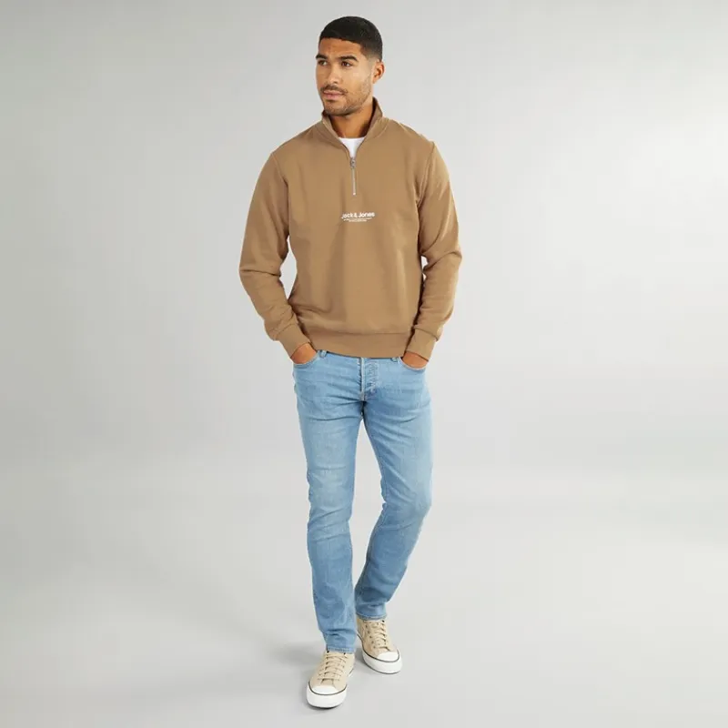 Best Herre Vesterbro 1/4 Zip Sweatshirt Silver Mink / White Hættetrøjer Og Sweatshirts·Sweatshirts