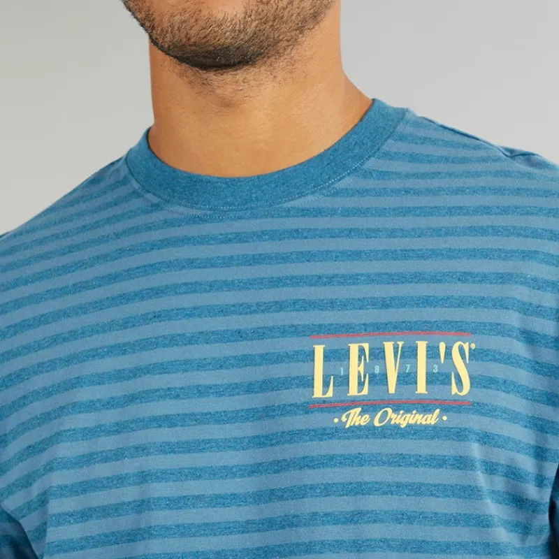 Herre Vintage Fit T-shirt Stribe Serif Logo Hampton Bay T-Shirts, Poloer Og Skjorter·T-Shirts Og Undertrøjer