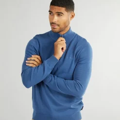 Clearance Herre 1/4 Zip Funnel Neck Trøje Riviera Blå Trøjer Og Cardigans·Trøjer