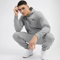 Hættetrøje med lille logo Herre Essentials Mellemgrå Meleret Hættetrøjer Og Sweatshirts·Hættetrøjer