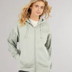 Clearance Hættetrøje med lynlås til kvinder Sage Dame Hættetrøjer Og Sweatshirts·Hættetrøjer
