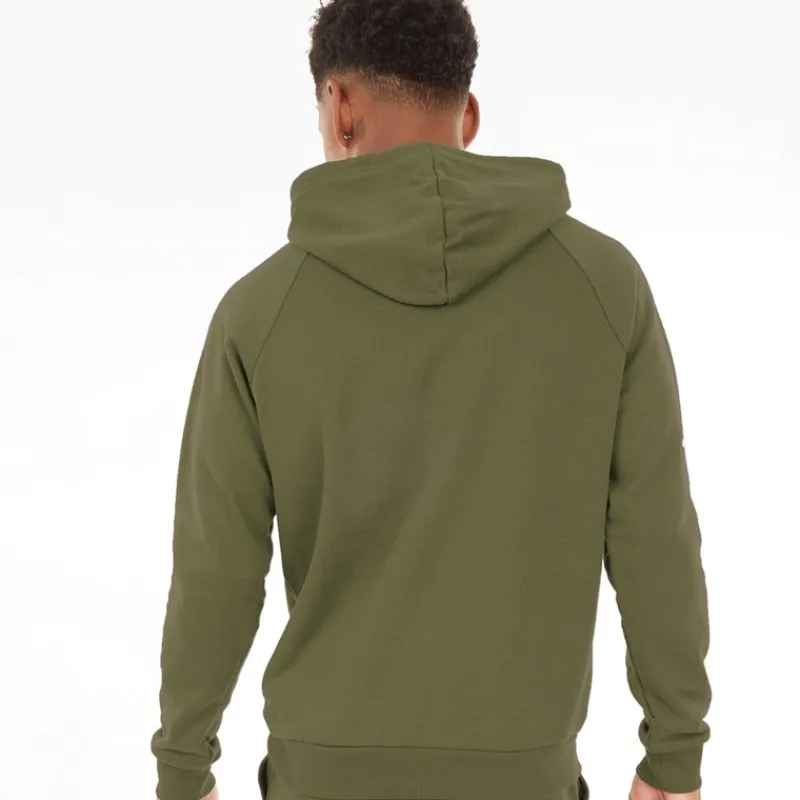 Best Hættetrøje til Herre UA Rival Fleece Logo Marine OD Grøn/Hvid Træning|T-Shirts Og Undertrøjer