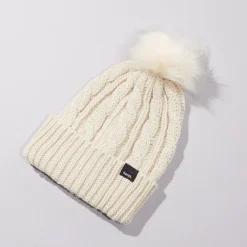 Sale Hvid Ivanna Bobble Hat til Kvinder Dame Kasketter Og Hatte