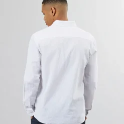Hvid Langærmet Skjorte med Striber Inbrayden til herre T-Shirts, Poloer Og Skjorter·Skjorter