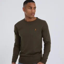 New Hvid Trøje med Rund Hals til Herre Khaki Trøjer Og Cardigans·Trøjer