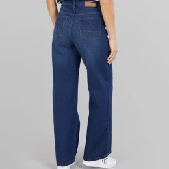 Online Jeans med vid ben kvinder Mørkeblå Dame Jeans, Bukser Og Leggings·Jeans