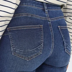 Sale Jeans til kvinder Rina Mid Rise Push Up Mørkeblå Dame Jeans, Bukser Og Leggings·Jeans