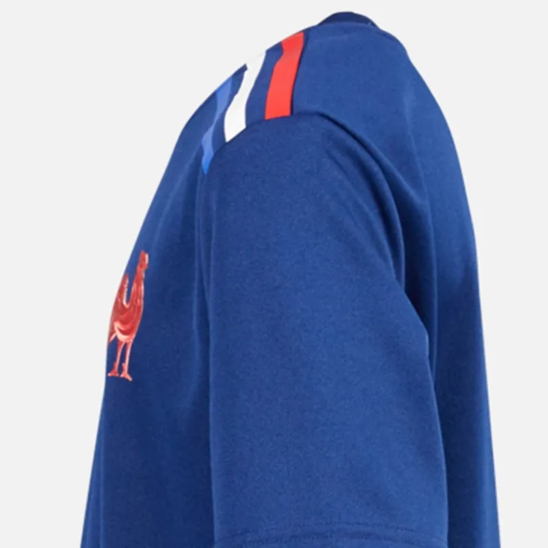 Online Junior Drenge FFC Frankrig Rugby Hjemme Supporter Trøje Dark Blue Tøj|T-Shirts Og Undertrøjer