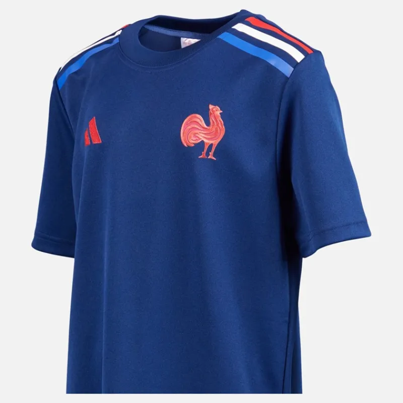 Online Junior Drenge FFC Frankrig Rugby Hjemme Supporter Trøje Dark Blue Tøj|T-Shirts Og Undertrøjer