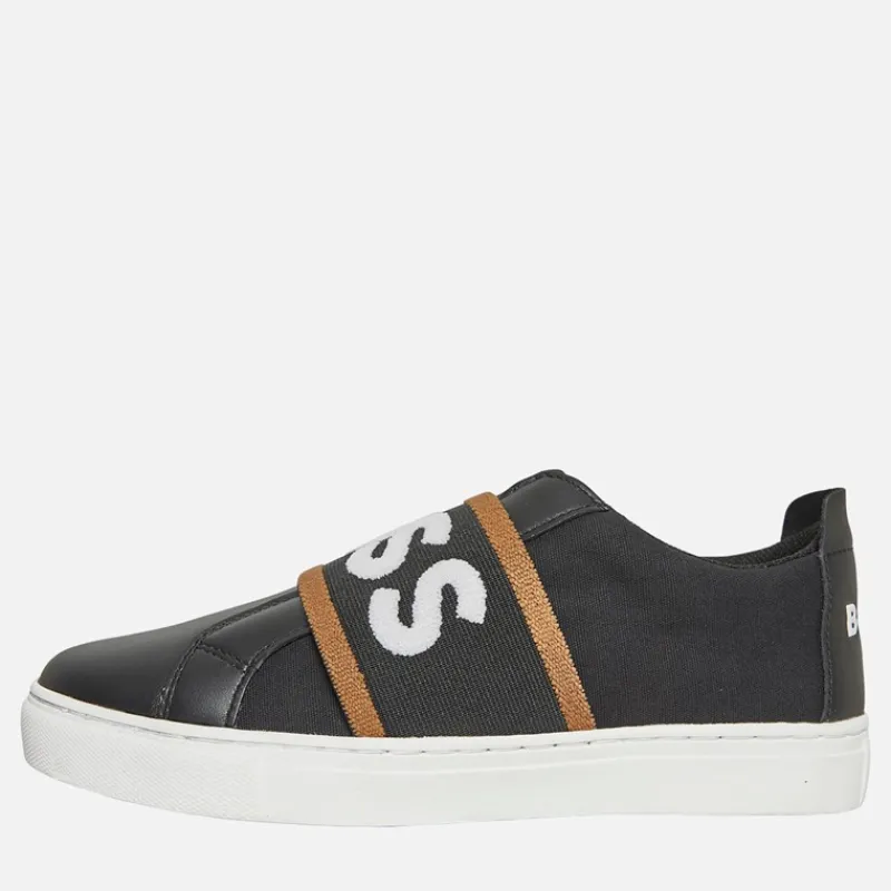 New Junior Drenge Logo Elastik Træningssko Sort Sneakers|Sneakers