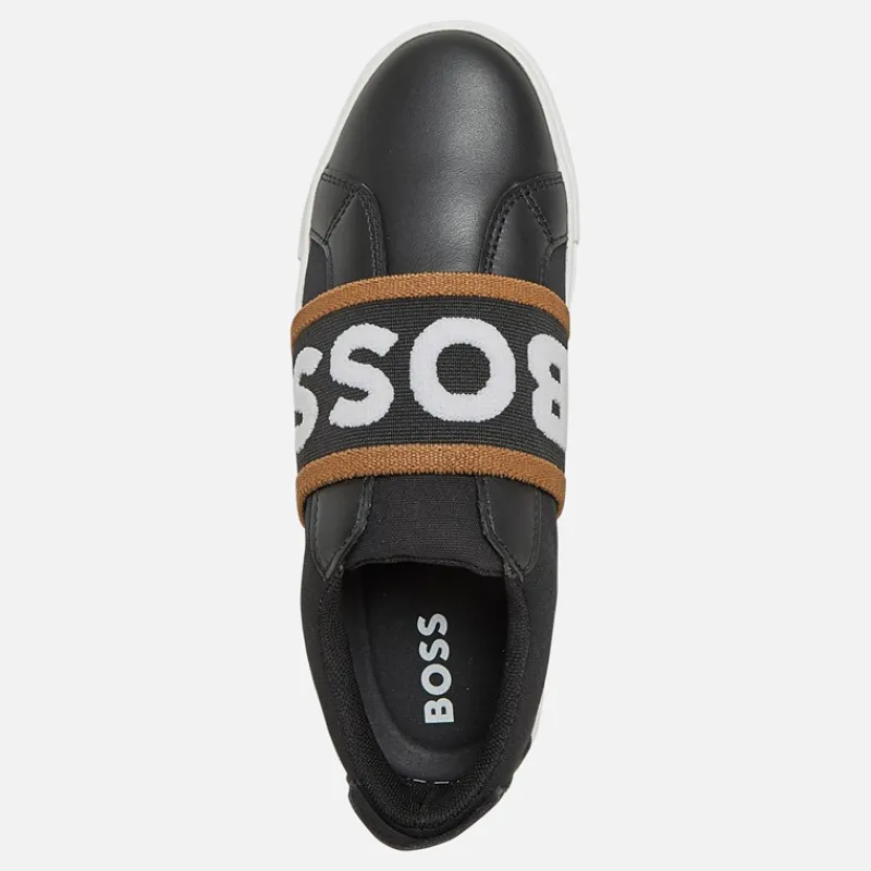 New Junior Drenge Logo Elastik Træningssko Sort Sneakers|Sneakers