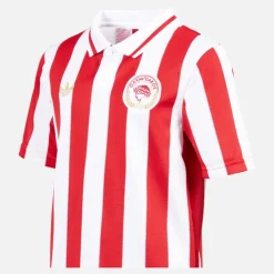 Outlet Junior Drenge OFC Olympiacos FC 100 24/​25 Hjemmebanetrøje Hvid/​Power Red Tøj|T-Shirts Og Undertrøjer