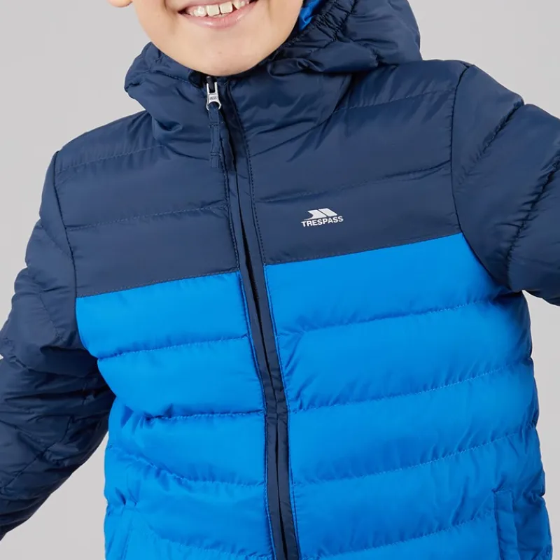 New Junior Drenge Oskar Vatteret Hættejakke Navy / Blå Jakker Og Frakker