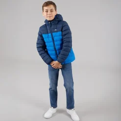 New Junior Drenge Oskar Vatteret Hættejakke Navy / Blå Jakker Og Frakker