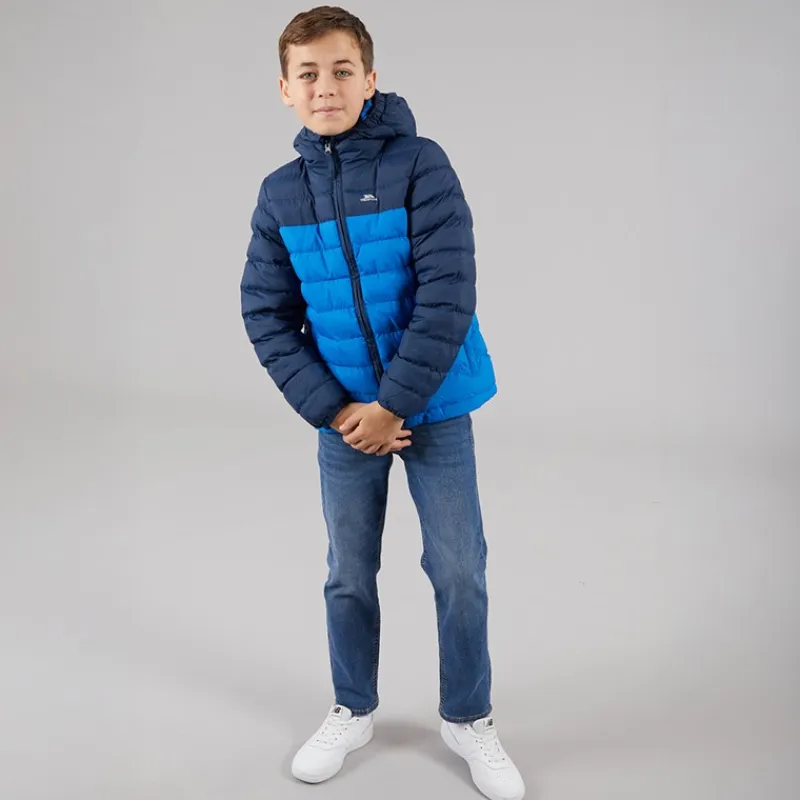 New Junior Drenge Oskar Vatteret Hættejakke Navy / Blå Jakker Og Frakker