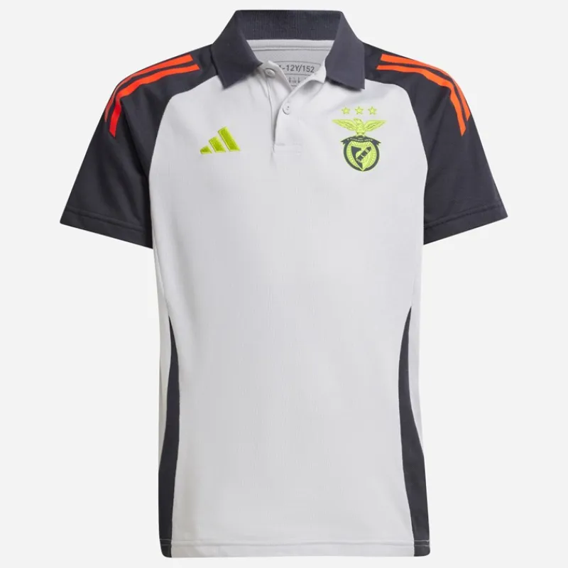 Sale Junior Drenge SLB Benfica polo skjorte Light Solid Grey/Semi Solar Orange Tøj