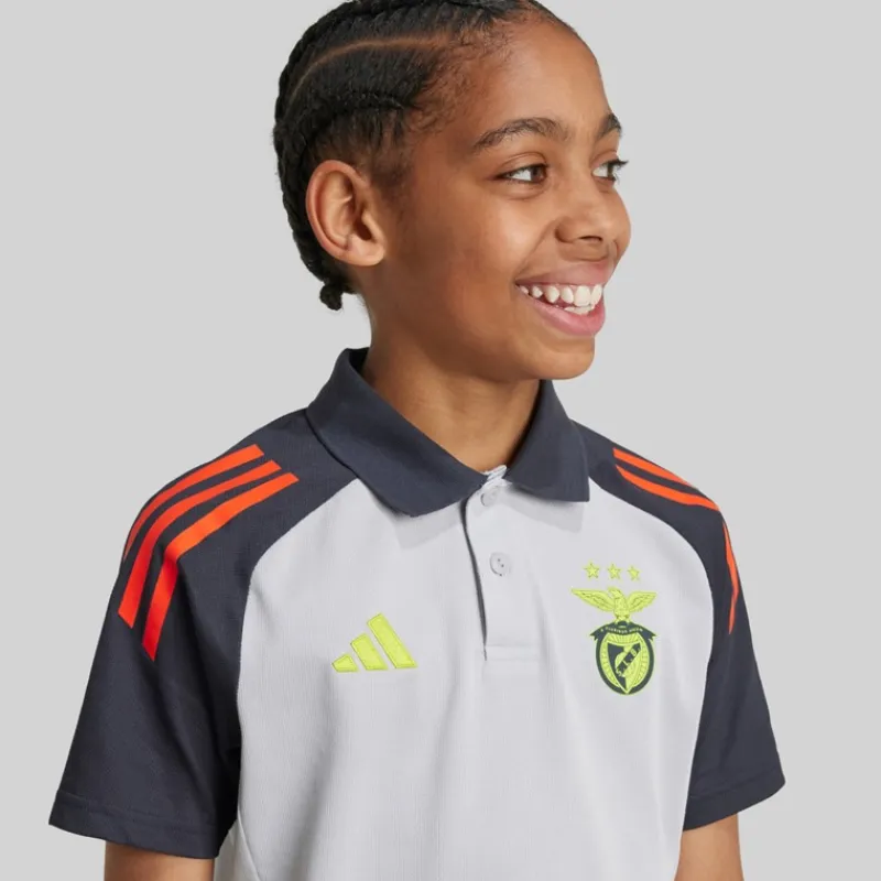 Sale Junior Drenge SLB Benfica polo skjorte Light Solid Grey/Semi Solar Orange Tøj