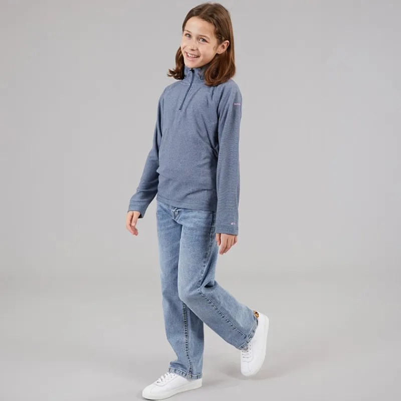 New Junior Piger Meadows Halv Lynlås Fleece Navy / Pink Logo Hættetrøjer Og Sweatshirts|Jakker Og Frakker