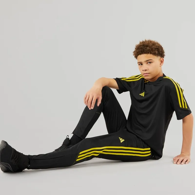 Sale Junior Tiro 23 Club Træningsbukser Sort/Bright Yellow Tøj|Tøj