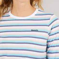 Clearance Langærmet T-shirt til kvinder Auborn Hvid/Lys støvet Rosa/Grøn/Blå/Marineblå Stribet Dame Overdele·T-Shirts|Overdele·Overdele