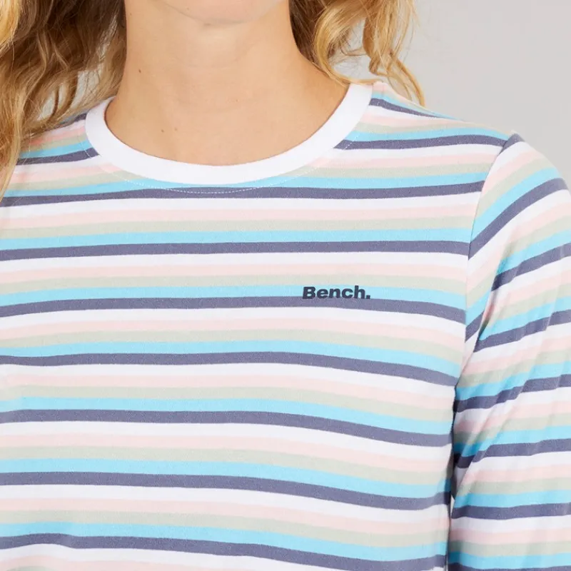 Clearance Langærmet T-shirt til kvinder Auborn Hvid/Lys støvet Rosa/Grøn/Blå/Marineblå Stribet Dame Overdele·T-Shirts|Overdele·Overdele