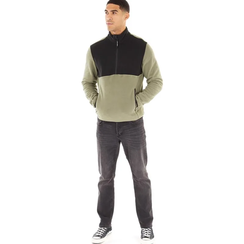 New Mænd Halv Zip Fleece Dusty Olive Hættetrøjer Og Sweatshirts·Fleecetøj|Træningsdragter Og Joggingbukser·Fleecetøj