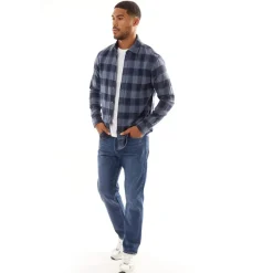 New Mænd Joshua Efterår Buffalo Langærmet Ternet Skjorte Vintage Indigo T-Shirts, Poloer Og Skjorter·Skjorter