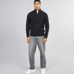 New Mænd 1/2 Lynlås Uld Trøje Marine Trøjer Og Cardigans·Trøjer