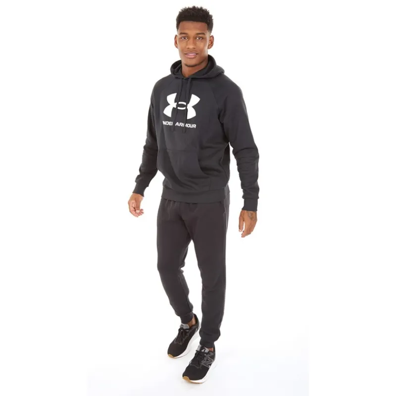 Clearance Mænd UA Rival Fleece Logo Hoodie /Hvid Træning|T-Shirts Og Undertrøjer