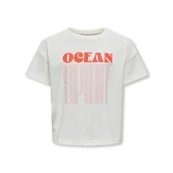 Piger Abelone Word Top Box T-Shirt Cloud Dancer Spirit Overdele Og Veste