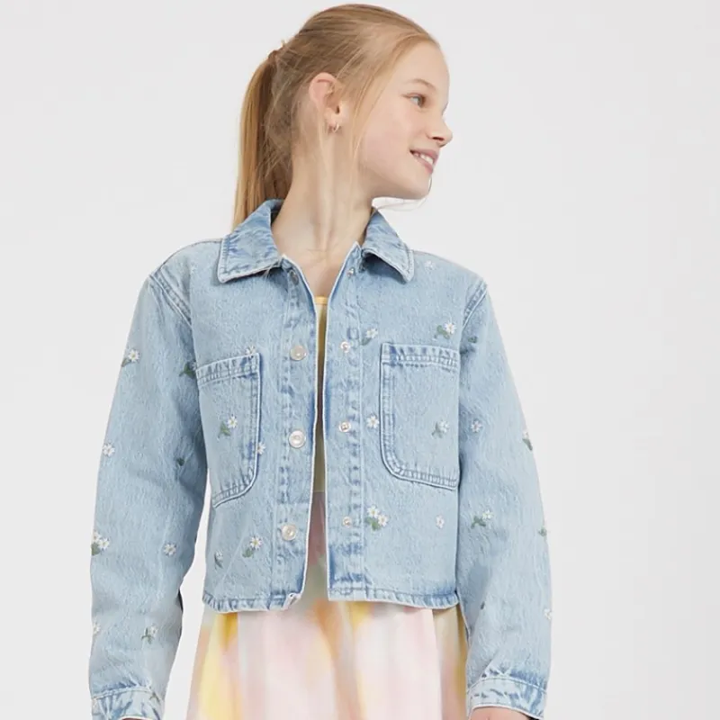 Online Piger Cassie Denim Bluser og skjorter Blå Overdele Og Veste|Jakker Og Frakker