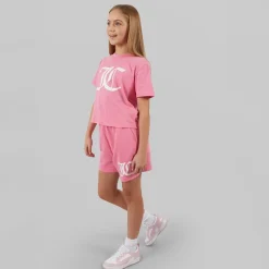 Clearance Piger Cropped Sæt Lyserød Shorts|Sæt