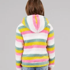 Best Piger Fantastisk Stribet Fuld Lynlås Fleece Bleg Rosa Stribe Hættetrøjer Og Sweatshirts|Jakker Og Frakker
